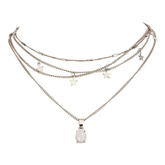 New Silver Layered Opalite Star Necklace - Picture 7 of 7